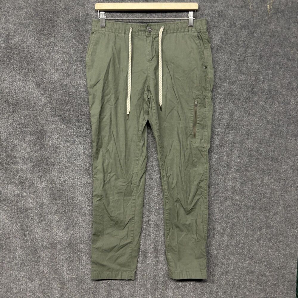 Vuori Pants Women M Green Lightweight Tapered Hiking Elastic Waist Ripstop 31x28